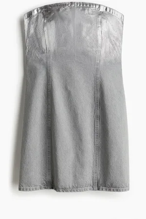 H&M Hohtava bandeau-denim-mekko