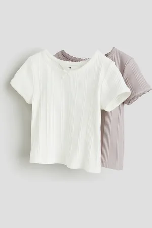 H&M 2 kpl ribattuja puuvillatrikoisia puseroita