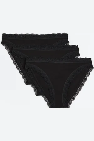 H&M 3 kpl pitsireunaisia bikinialushousuja