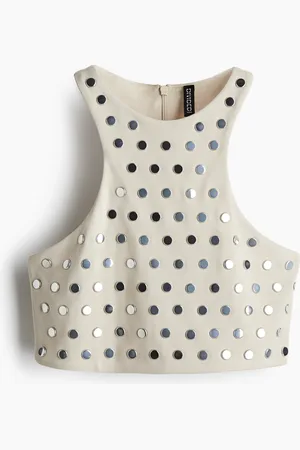 H&M Lyhyt niittikoristeinen toppi