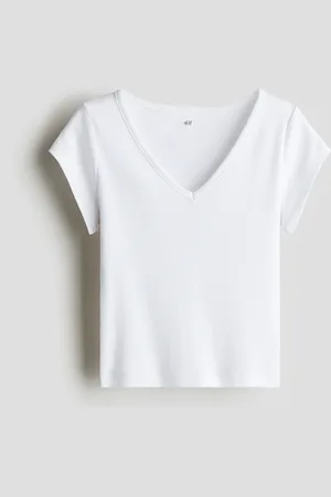 H&M Ribattu puuvillatrikoinen pusero
