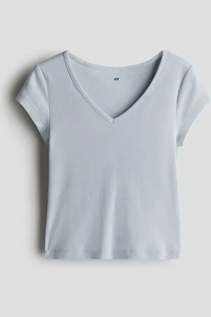 H&M Ribattu puuvillatrikoinen pusero