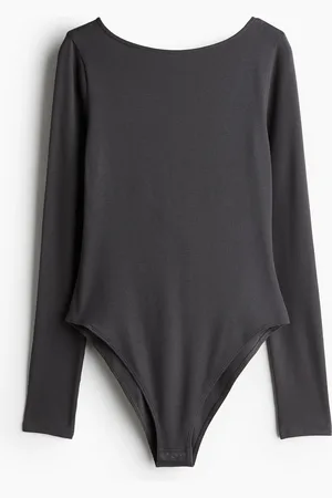 H&M Takaa syvään uurrettu ribattu body