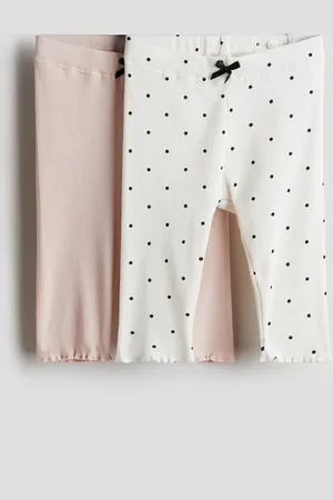 H&M 2 kpl ribattuja puuvillaisia leggingsejä