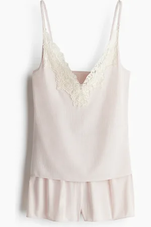 H&M Lace-trimmed ribbed pyjamas