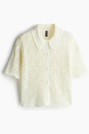 H&M Lyhythihainen pointelle-neulepaita
