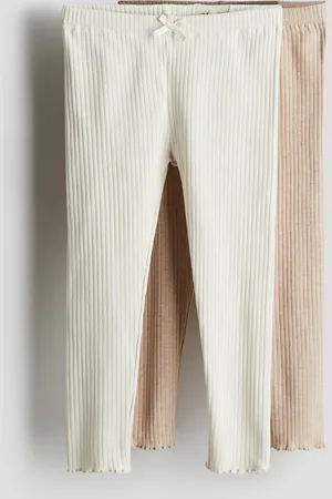 H&M 2 kpl ribattuja puuvillaleggingsejä