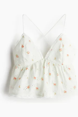 H&M Spagettiolkaiminen broderie anglaise -toppi