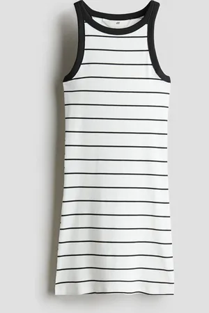 H&M Ribattu puuvillamekko