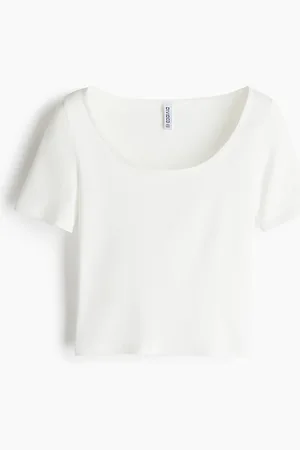 H&M Lyhyt o-aukkoinen T-paita