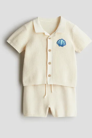 H&M 2-piece cotton waffle-knit set