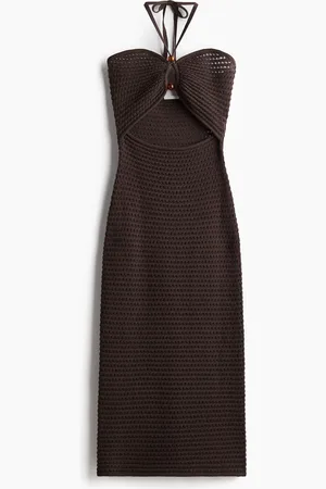 H&M Virkatun näköinen halterneck-mekko
