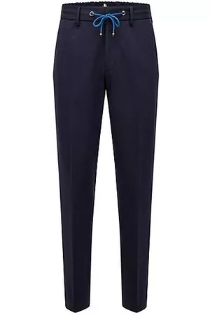 HUGO BOSS Slim-fit trousers in interlock jersey with drawcord waistband
