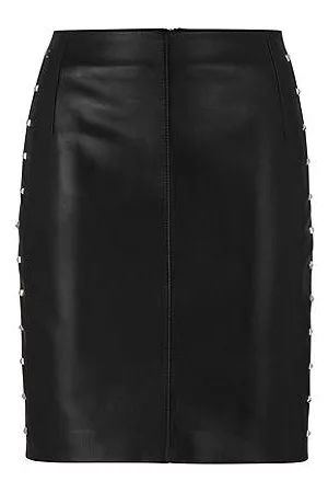 HUGO BOSS Naiset Minihameet - Leather mini skirt with stud trims