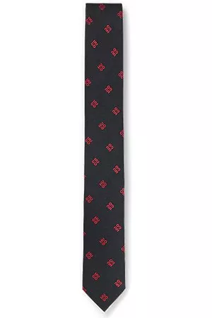 HUGO BOSS Pure-silk tie with stacked logos