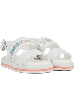 HUGO BOSS Pojat Sandaalit - Kids' slide-style sandals in leather with iridescent trim