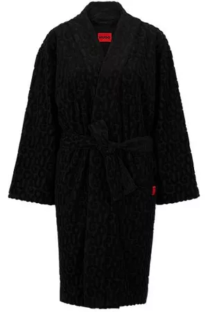 HUGO BOSS Cotton-blend dressing gown with stacked logos