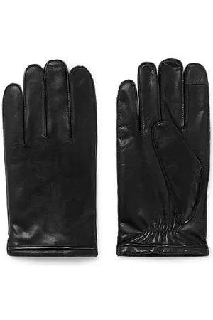 HUGO BOSS Leather gloves with logo lettering