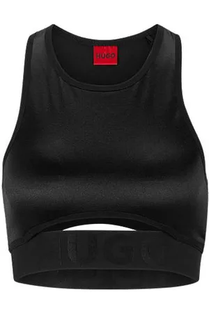 HUGO BOSS High-shine sports bra with cutouts and logo band