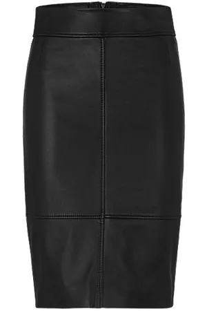 HUGO BOSS Naiset Kynähameet - Regular-fit pencil skirt in leather