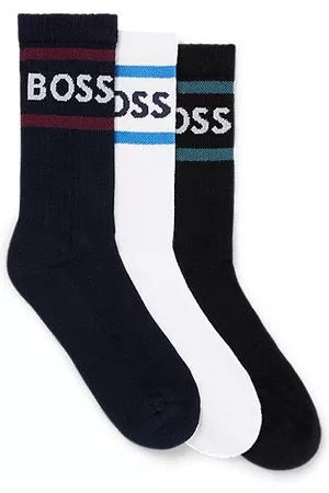 HUGO BOSS Three-pack of short socks with stripes and logo