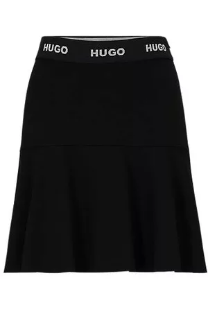 HUGO BOSS Regular-fit jersey mini skirt with logo waistband