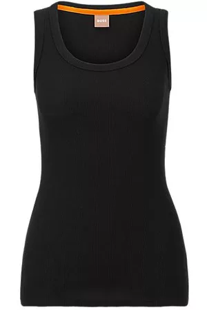 HUGO BOSS Naiset Topit - Scoop-neck top with logo embroidery