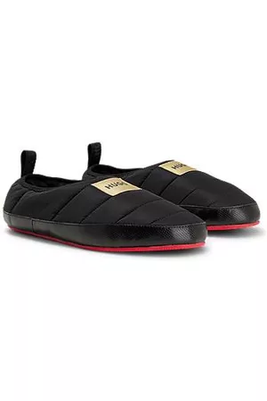 HUGO BOSS Miehet Kävelykengät - Logo-patch slippers with branded tape and contrasting outsole