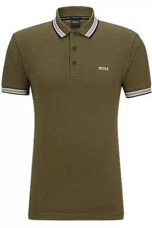 HUGO BOSS Miehet Pikee - Organic-cotton polo shirt with contrast logo details
