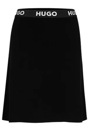 HUGO BOSS Logo-waistband mini skirt with front slit