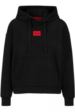 HUGO BOSS Naiset Hupparit - Relaxed-fit loungewear hoodie with red logo label