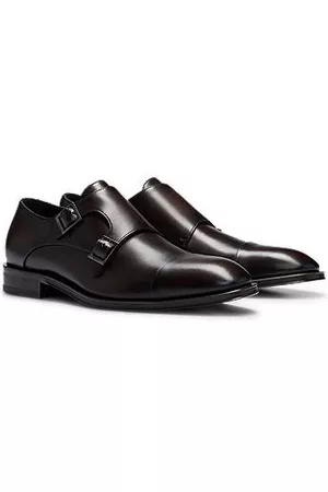 HUGO BOSS Miehet Juhlakengät - Leather monk shoes with double strap and capped toe
