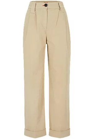 HUGO BOSS Naiset Chinot - Relaxed-fit high-waisted chinos in stretch cotton