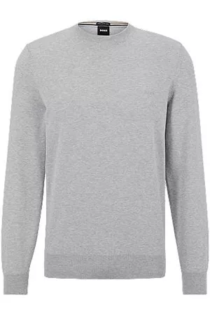HUGO BOSS Miehet Neuletakit - Pure-cotton regular-fit sweater with embroidered logo