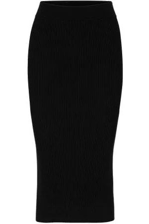 HUGO BOSS Midi tube skirt in a stretch ribbed knit