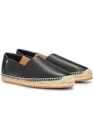 HUGO BOSS Miehet Espadrillot - Slip-on espadrilles in leather with signature details
