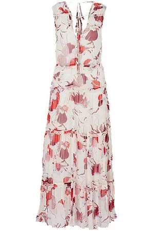 HUGO BOSS Naiset Printtimekot - Chiffon maxi dress with floral print and adjustable ties