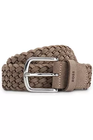 HUGO BOSS Miehet Vyöt - Branded-keeper belt in woven suede with polished buckle