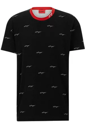 HUGO BOSS Organic-cotton pyjama T-shirt with handwritten logos