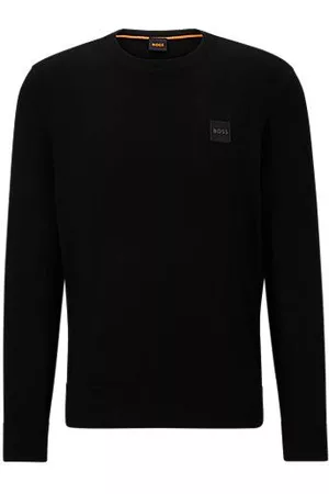 HUGO BOSS Miehet Neuletakit - Crew-neck sweater in cotton and cashmere with logo