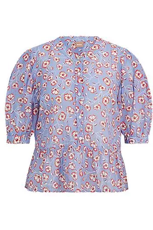 HUGO BOSS Naiset Puserot - Regular-fit blouse in floral-print ramie and cotton