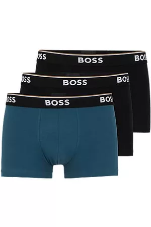 HUGO BOSS Miehet Bokserit - Three-pack of stretch-cotton trunks with logo waistbands