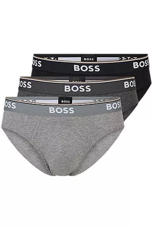 HUGO BOSS Miehet Alushousut - Three-pack of stretch-cotton briefs with logo waistbands