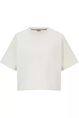 HUGO BOSS Naiset Crop - Cropped T-shirt in French terry with tonal monograms
