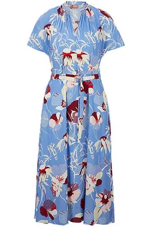 HUGO BOSS Naiset Printtimekot - Belted dress with abstract floral print
