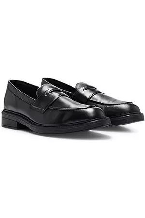 HUGO BOSS Naiset Loaferit - Leather moccasins with penny trim and logo details