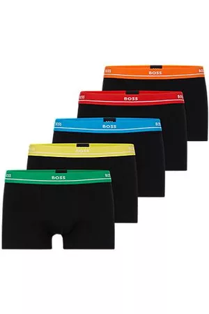 HUGO BOSS Miehet Bokserit - Five-pack of stretch-cotton trunks with logo waistbands