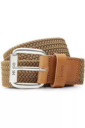 HUGO BOSS Miehet Vyöt - Italian-made woven belt with leather trims