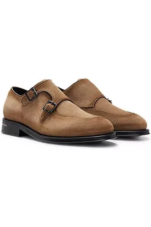 HUGO BOSS Miehet Juhlakengät - Shaded-suede double-monk shoes with branded buckles