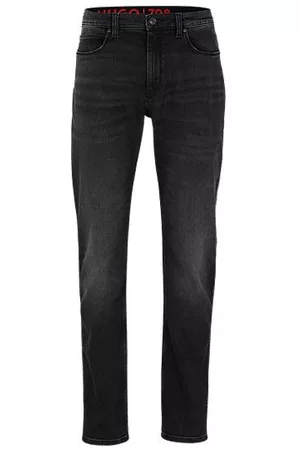HUGO BOSS Miehet Slim Fit Farkut - Slim-fit jeans in black comfort-stretch denim